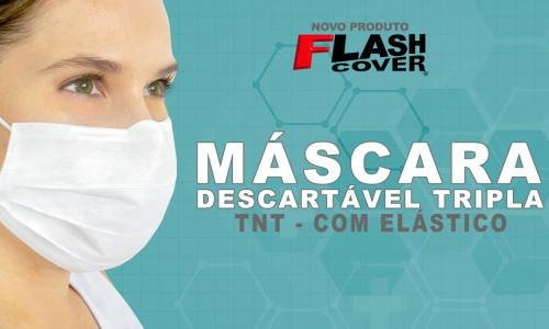 máscara descartável tripla com elástico